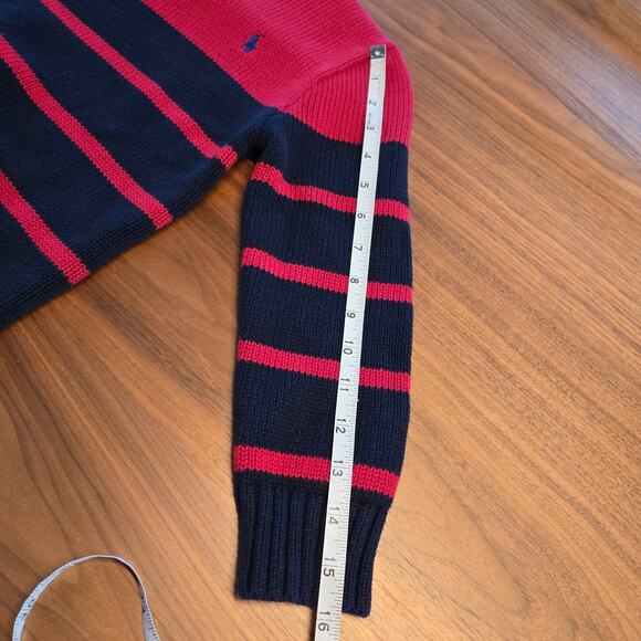 Polo Ralph Lauren Boys Crewneck Striped Sweater Cotton 7 Red Navy Blue Preppy - Picture 7 of 9
